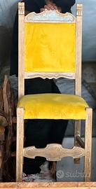 SEDIA IN LEGNO CON SEDUTA E SCHIENALE IN VELLUTO