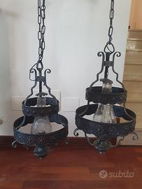 coppia lampadari rustici