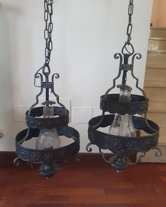 coppia lampadari rustici