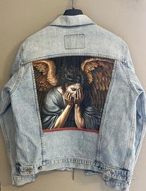 Giacca di jeans custom dipinta a mano vintage