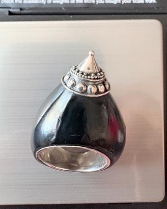 Anello entico artigian argento 925 e Ebano mis 16