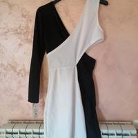 Vestito donna bianco e nero monospalla - NUOVO.