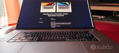 macbook pro 16 pollici i9 8 core 2.3 16 GB 1 TB 
