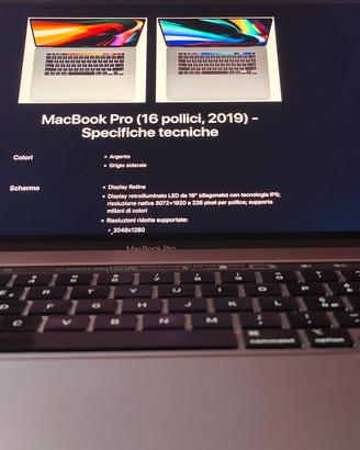 macbook pro 16 pollici i9 8 core 2.3 16 GB 1 TB 