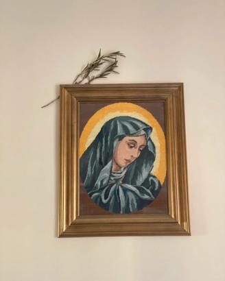 Quadro Madonna addolorata vintage, cornice dorata