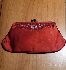 Pochette rossa vintage anni 60/70 con decori