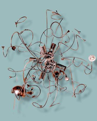 Lampadario moderno cromato a 6 luci con cristalli 