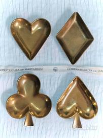 Set 4 posacenere ottone vintage Semi carte gioco
