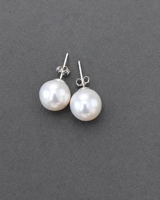 Orecchini  oro bianco e perle  maridel Sud 10 mm 