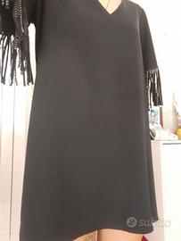 Abito Nero con Frange e Strass taglia M