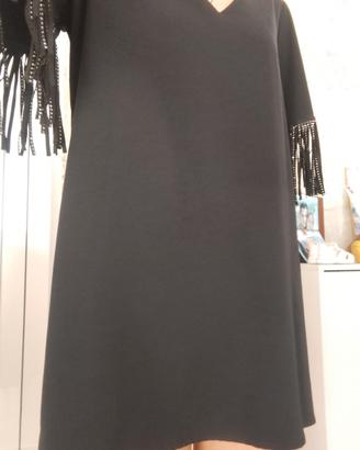 Abito Nero con Frange e Strass taglia M