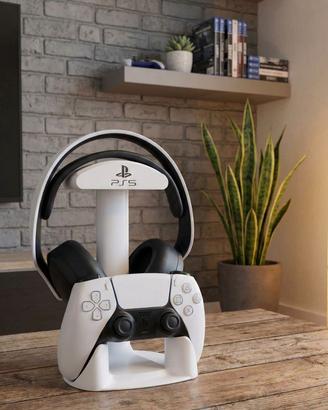 Supporto 3D PS5 per Controller e Cuffie - Bianco