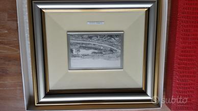 Quadro due torri in lamina di argento