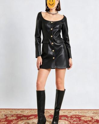 Stivali alti al ginocchio, tacco, pelle, nero, 39
