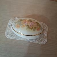 Vecchio cofanetto ovale in ceramica Limoges