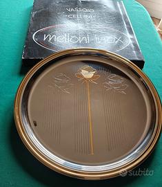 VASSOIO “CELLINI” ROTONDO INOX E DETTAGLI ORO 24Kt