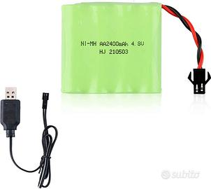 Batteria NiMH 4.8V 2400mAh con Cavo USB RC Auto
