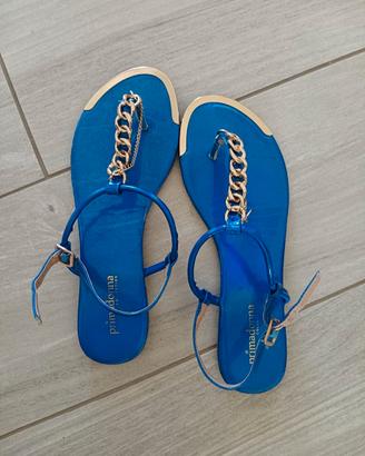 Sandali donna blu con catena dorata - n 40