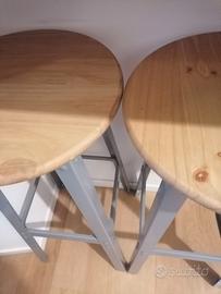 2 SGABELLI STILE INDUSTRIAL IN ACCIAO E ROVERE.