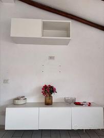 IKEA BESTÅ bianco – mobile basso 3 ante + Pensile 