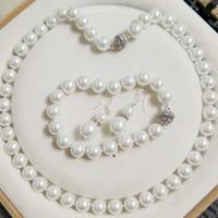 Parure collana bracciale orecchini perle NUOVA