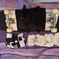 Skateboard benetton, casco, ginocchiere, gomitiere
