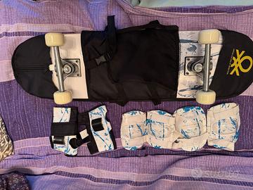 Skateboard benetton, casco, ginocchiere, gomitiere