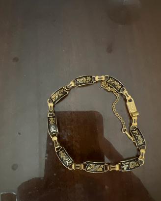 Bracciale antico argento dorato e niello.