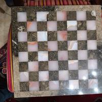 Elegante Scacchiera in Marmo e Onice - Vintage 