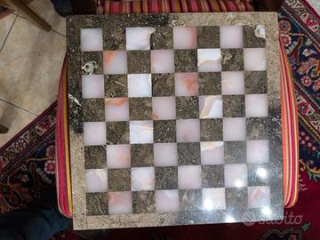 Elegante Scacchiera in Marmo e Onice - Vintage 