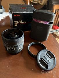 Obiettivo Sigma 8mm ex dg fisheye f3.5 canon