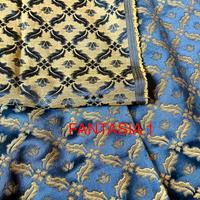 10 scampoli raso Cretonne blu e oro