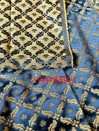 10 scampoli raso Cretonne blu e oro