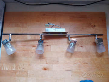 Faretti da soffitto 4 luci in inox e vetro