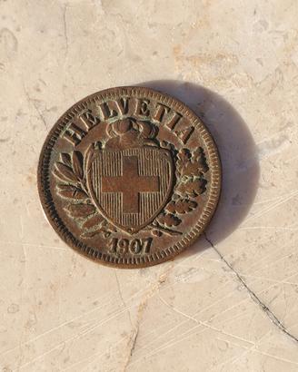 2 rappen Svizzera 1907 B
