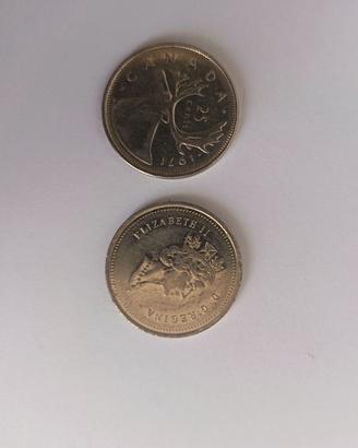 2 Monete 25 cent Canada Elizabeth 2
