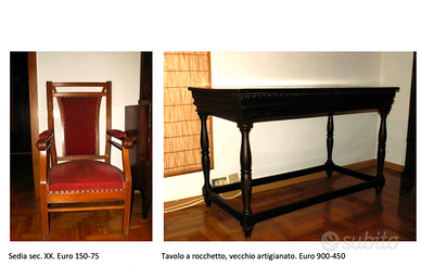 Sedia primi ‘900 e tavolo a rocchetto