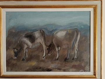 mucche al pascolo del pittore Bruno Donadel