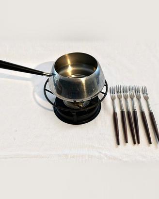 Set fonduta Spring Switzerland inox con 6forchette