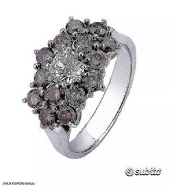 ANELLO ORO 18kt. CON DIAMANTI BROWN E DIAMANTE