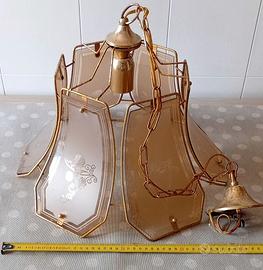 Lampadario vintage Vetro anni 70 80 fumè