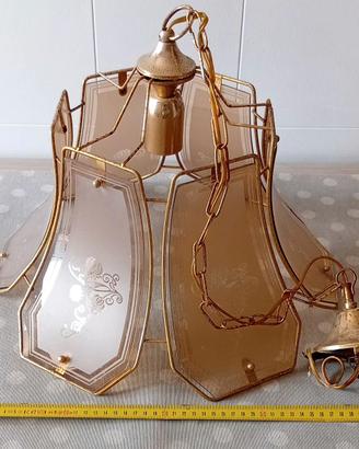 Lampadario vintage Vetro anni 70 80 fumè