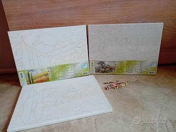 3 tele con modello per dipingere paesaggi 30x40 