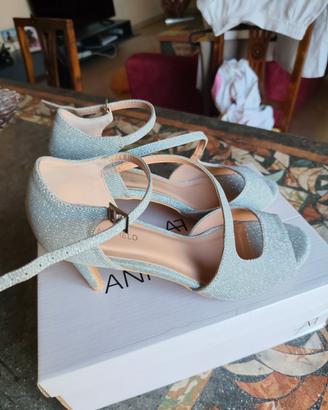 Sandalo in lurex argento da ballo o sera n.39