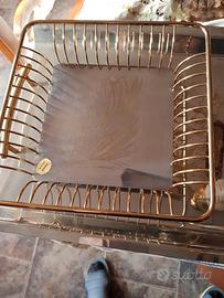 cestino porta pane traforato, dorato 