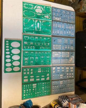 17 normografi in perspex Vittorio Martini(kit)nuov