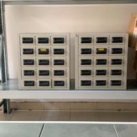 N.2 CASSETTIERE PORTAMINUTERIA IN LAMIERA 15 CASS.