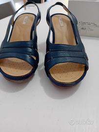scarpe con zeppa navy