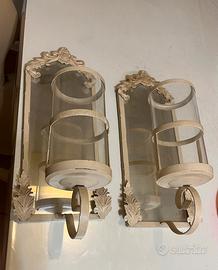 Applique da muro con specchio e portacandele