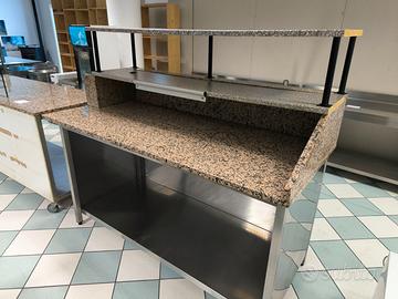 Banco in inox con piano in granito